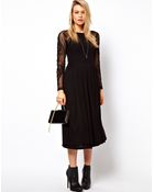 ASOS Collection Midi Dress with Embroidered Sleeves - Lyst