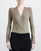 Donna Karan New York Long-sleeve Surplice Bodysuit - Lyst
