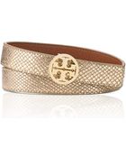 Tory Burch Metallic Snake Print Edye Belt - Lyst