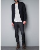Zara Blazer with Contrasting Elbow Patches - Lyst