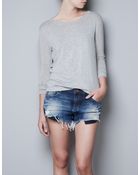 Zara Loose Knit Tshirt with Elbow Patches - Lyst