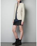 Zara Moleskin Blazer with Elbow Patches and Piping - Lyst