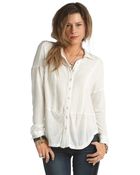 Free People Button Down Cotton Shirt - Lyst