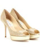 Jimmy Choo Tiara Glitter Peeptoe Platform Pumps - Lyst
