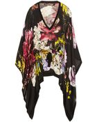 Roberto Cavalli Floral Print Silk Chiffon Kaftan Style Top - Lyst