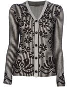 Bottega Veneta Striped Floral Print Cardigan - Lyst