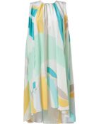 Ferragamo Cream/Turquoise Silk Dress - Lyst