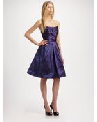 Theia Taffeta Strapless Dress - Lyst