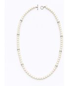 Ann Taylor Long Pearlized Bead and Pave Necklace - Lyst