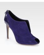 Elie Tahari Suede Patent Leather Ankle Boots - Lyst