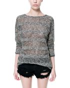 Zara Flecked Striped Sweater - Lyst