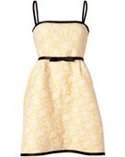 Valentino Light Yellow/White Belted Lace Dress - Lyst