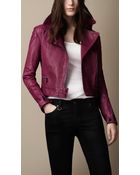 Burberry Brit Leather Biker Jacket - Lyst