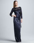 Tadashi Shoji Belted Sequinlace Gown - Lyst