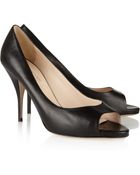 Valentino Leather Peep Toe Pumps - Lyst
