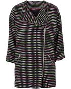 Topshop Fluro Boucle Zip Biker Coat - Lyst