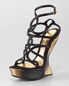 Alexander McQueen Wave Strappy Wedge Sandal - Lyst