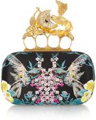 Alexander McQueen Knuckle Embroidered Satin Box Clutch - Lyst