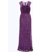 Elie Saab Fully Beaded Mesh Vneck Gown - Lyst