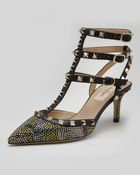 Valentino Rockstud Camo Crystal Slingback Pump - Lyst