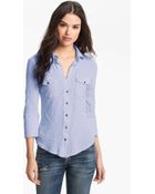 James Perse Button Front Jersey Shirt - Lyst