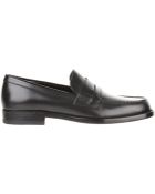 Saint Laurent Black Loafers in Brushed Leather - Lyst