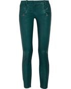 Balmain Quilted Leather Skinny Pants - Lyst
