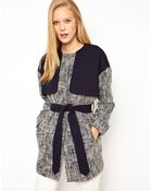 ASOS Collection Asos Textured Coat with Self Belt - Lyst