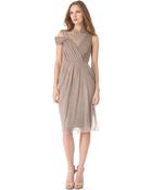 Lela Rose Draped Off Shoulder Dress - Lyst
