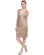 Sue Wong All Over Petal Embroidery Dress - Lyst