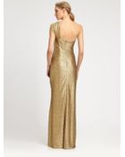 David Meister One-Shoulder Metallic Gown - Lyst