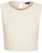 Topshop Necklace Lace Crop Top - Lyst