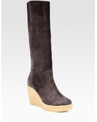 Pierre Hardy Suede Kneehigh Wedge Boots - Lyst
