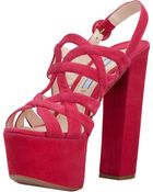 Prada Super Platform Suede Cage Slingback Sandal Peoni - Lyst