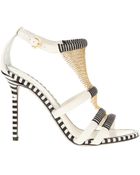 Sergio Rossi Strappy Sandals in Black and White Leather - Lyst