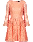 Topshop Crochet Lace Flippy Dress - Lyst
