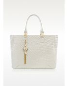 Versace Elettra Vanitas Large White Quilted Leather Tote - Lyst