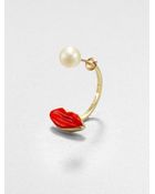Delfina Delettrez Red Lips and Pearl Single Earring - Lyst
