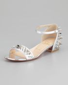 Christian Louboutin Druide Metallic Spiked Flat Sandals - Lyst