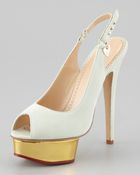 Charlotte Olympia Bon Bon Suede Slingback Pump - Lyst