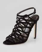 Manolo Blahnik Coddila Strappy Suede Highheel Sandal - Lyst