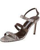 Manolo Blahnik Patent Snake Strap Sandals - Lyst