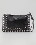 Prada Saffiano Vernice Wristlet Bag - Lyst