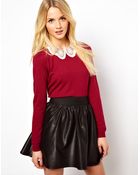 ASOS Collection Asos Embroidered Lace Collar Jumper - Lyst