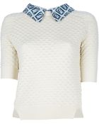 Carven Stamp Print Knit Sweater - Lyst