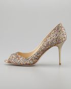 Jimmy Choo Evelyn Glitter Peeptoe Pump - Lyst