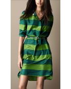 Burberry Brit Striped Silk Shirt Dress - Lyst