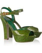 Sergio Rossi Glossed Cork Sandals - Lyst
