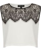 Topshop Eyelash Lace Crop Tank Top - Lyst