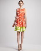 Trina Turk Belted Floral-Print Color-Block Dress - Lyst